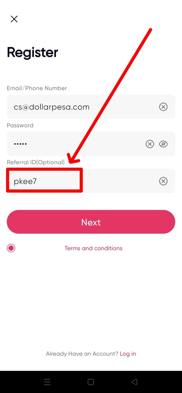 Selecting Binance Pay as Network